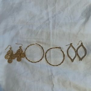 three sets of earrings